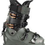 Atomic Hawx Prime XTD 120 Ski Boots 2024 - Black ski boots with tan accents and buckles, featuring a sleek design with a prominent "HAWX" logo on the side.