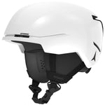 Atomic Junior's Four Helmet 2022-2023 - A white helmet with a black chin strap and a small, round logo on the side.