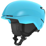 Atomic Junior's Four Helmet 2022-2023 - A black helmet with a white logo on the side and a chin strap.