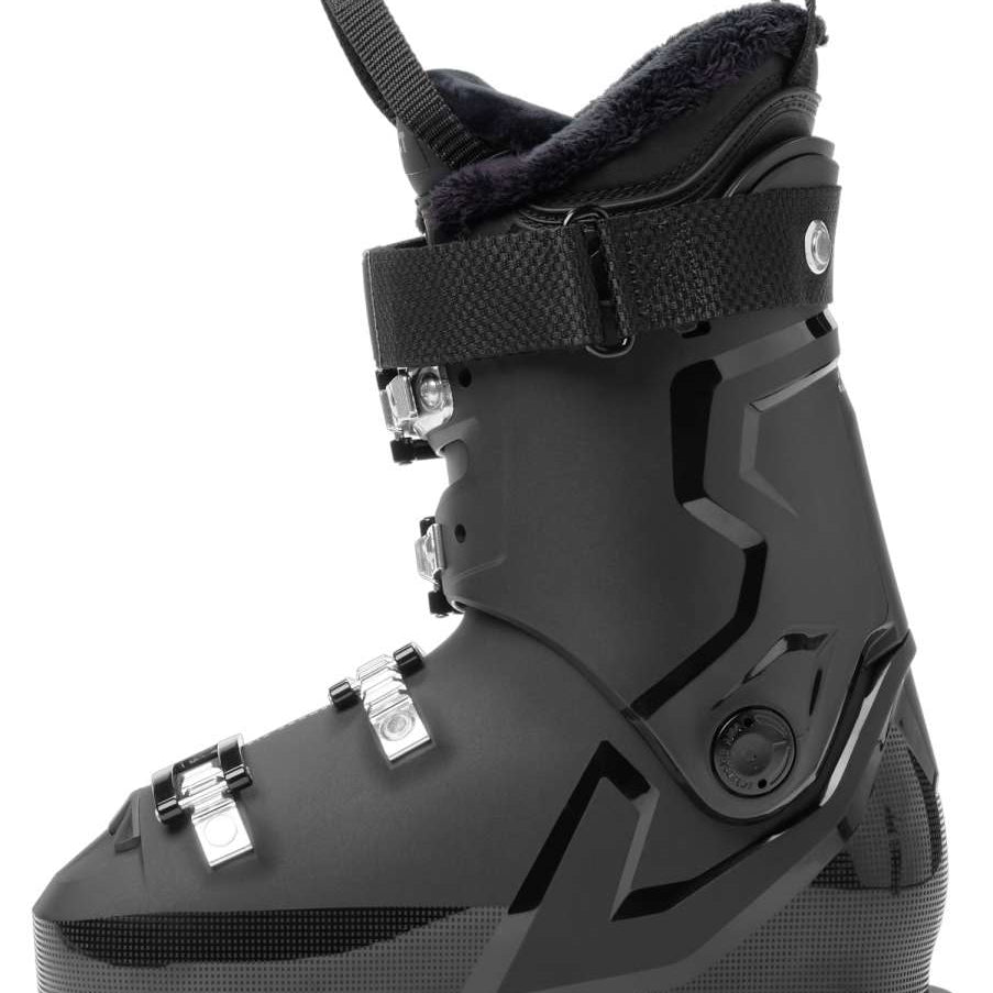 Atomic Women's Hawx Magna 85 Ski Boot 2023 - A black ski boot with a textured pattern on the side and silver buckles.