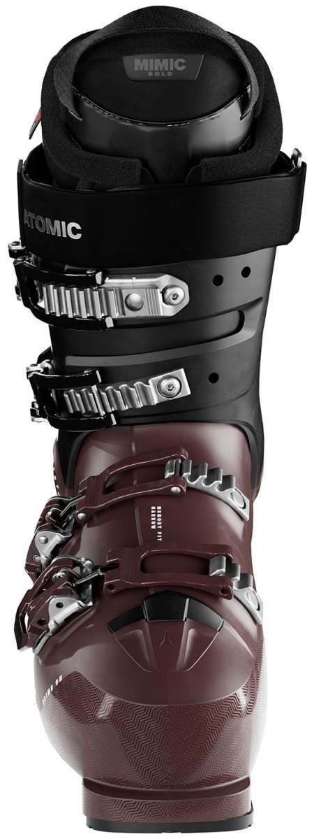 Atomic Women's Hawx Prime 95 Ski Boot 2024 - Black ski boot with silver buckles and straps.