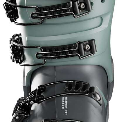 Atomic Women's Hawx Prime XTD 115 Ski Boots 2024 - Black ski boots with a textured pattern on the toe and heel, featuring a strap closure system.