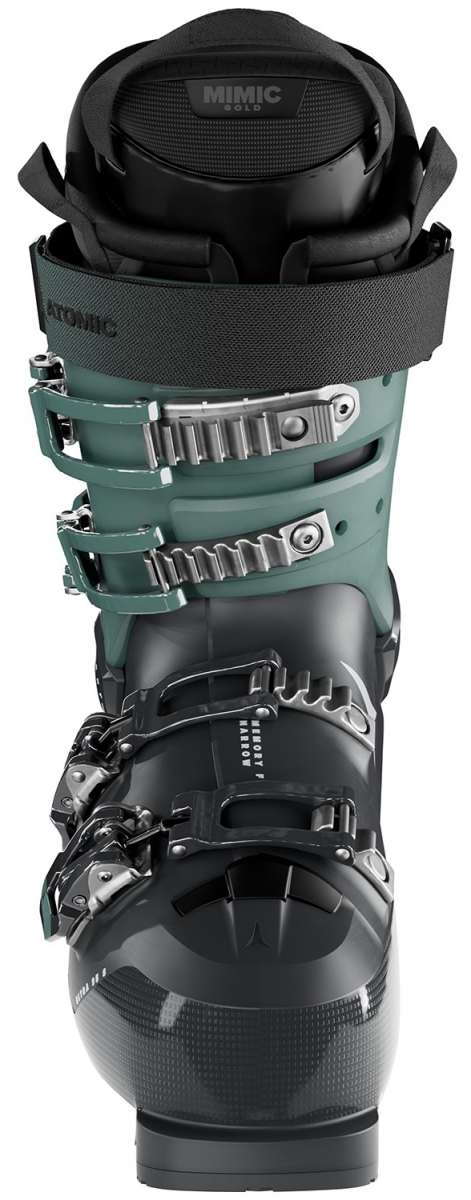 Atomic Women's Hawx Ultra 95 S Ski Boots 2023-2024 - Black ski boots with silver buckles and straps.