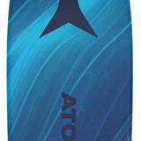 Atomic Women's Maven 86 C Flat Ski 2024 - A blue ski with a black Atomic logo on top and "Maven" written in white letters along the side.