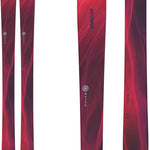 Atomic Women's Maven 93 C Flat 2024 - A red and purple women's ski with a black Atomic logo at the top of the graphic on the tip.