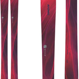 Atomic Women's Maven 93 C Flat 2024 - A red and purple women's ski with a black Atomic logo at the top of the graphic on the tip.