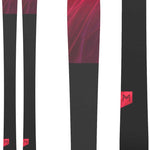 Atomic Women's Maven 93 C Flat 2024 - A black ski with a red and purple marbled pattern on top, featuring a black Atomic logo at the tip.