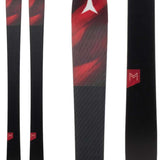 Atomic Women's Maven 93 C Skis 2023 - A pair of skis with a black base and red accents on the top sheet, featuring a white Atomic logo at the tip.
