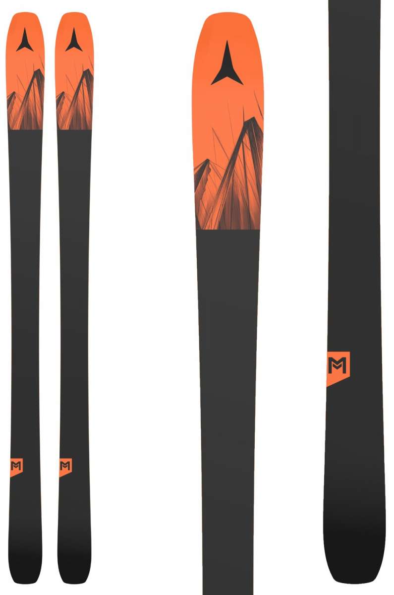 Atomic Maverick 86 C Ski 2024 - A black ski with a white Atomic logo on top and a white "M" on the tip.