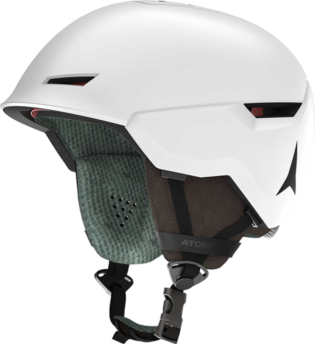 Atomic Revent+ Helmet 2022-2023 - White helmet with black chin strap and ventilation holes on top.