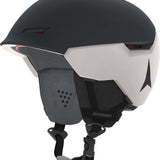 Atomic Ladies Revent + LF Helmet - A black helmet with a white stripe on top and a red logo on the side.
