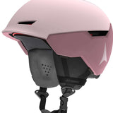 Atomic Ladies Revent + LF Helmet - A pink helmet with a white logo on the side, featuring a black chin strap and ventilation holes.
