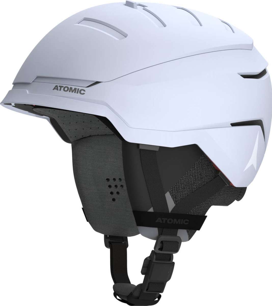 Atomic Savor GT Amid CTD Helmet 2022-2023 - White helmet with a black visor and chin strap, featuring a white logo on the side.