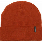 Autumn Select Beanie 2023 - A rust-colored beanie with a black label featuring white lettering that reads "AUTUMN".