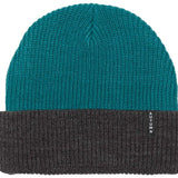 Autumn Select Blocked Beanie 2023 - A dark green beanie with a ribbed texture and a folded cuff at the bottom.