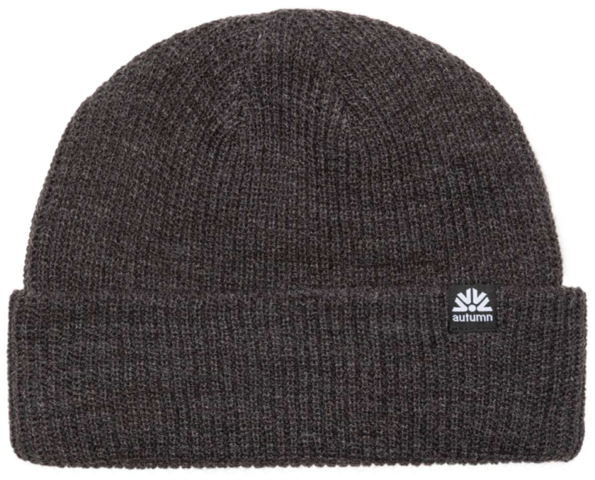 Autumn Simple Beanie 2022-2023 - A dark gray beanie with a small white logo on the front.