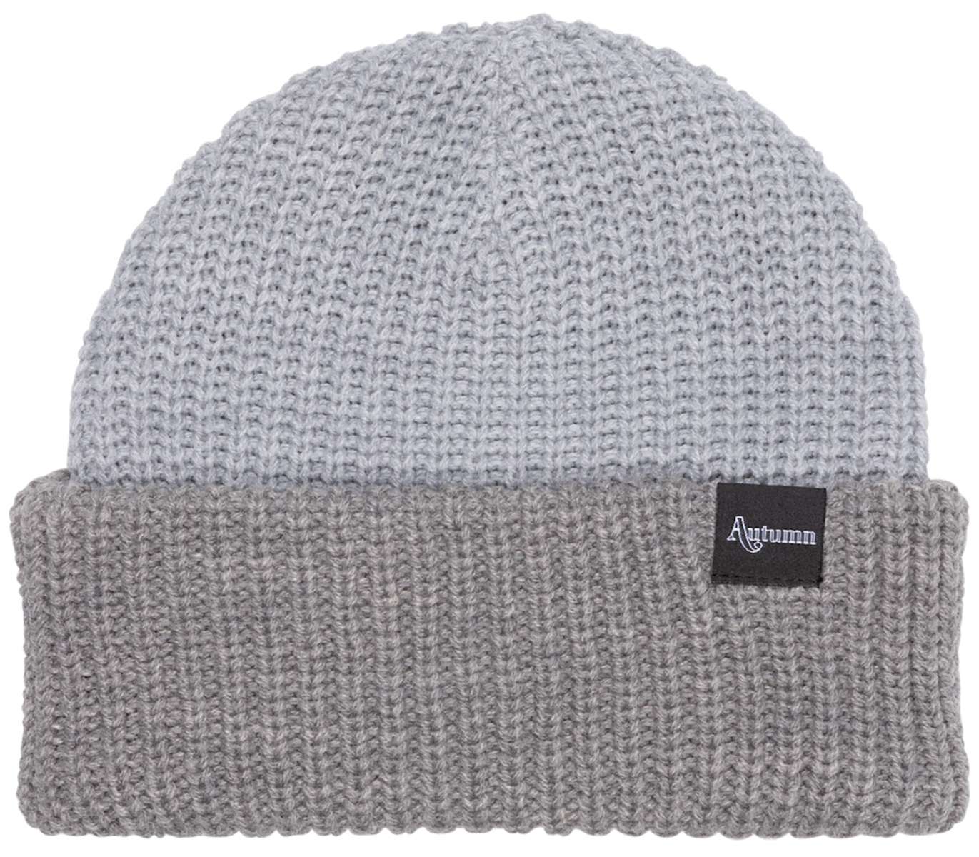 Autumn Simple Dual Tone Beanie 2023 - A light gray beanie with a darker gray band at the bottom.