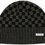 Autumn Squared Beanie 2024 - A black beanie with a repeating pattern of small, light-colored squares.