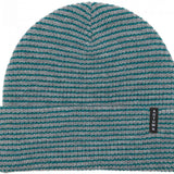 Autumn Stripe Beanie 2023 - A gray beanie with thin teal stripes.