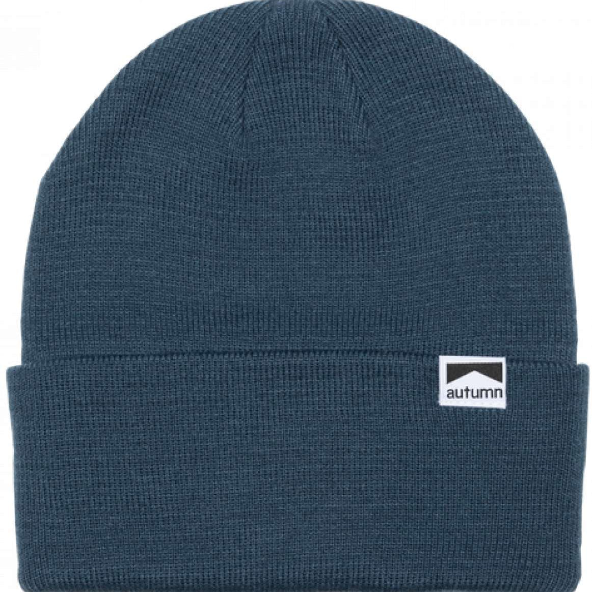 Autumn Surplus Beanie 2023 - A dark gray beanie with a small white logo featuring a black mountain graphic and the word "autumn" in black letters.