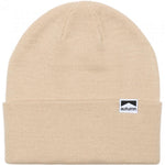 Autumn Surplus Beanie 2023 - A light brown beanie with a small black and white logo on the front that says "autumn" in lowercase letters.