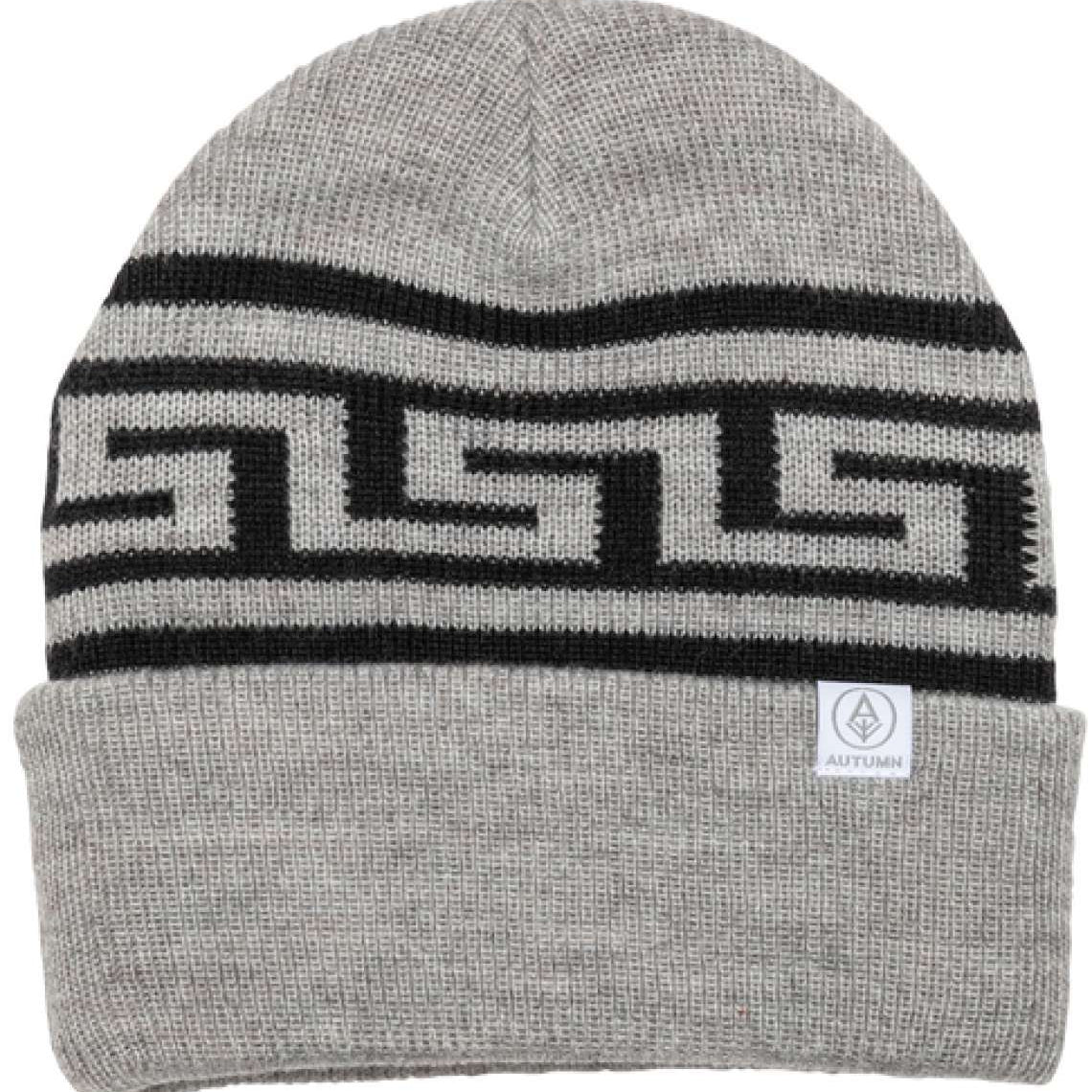 Autumn Sustainable Surplus R Beanie 2023 - A light gray beanie with a black geometric pattern on the front band.