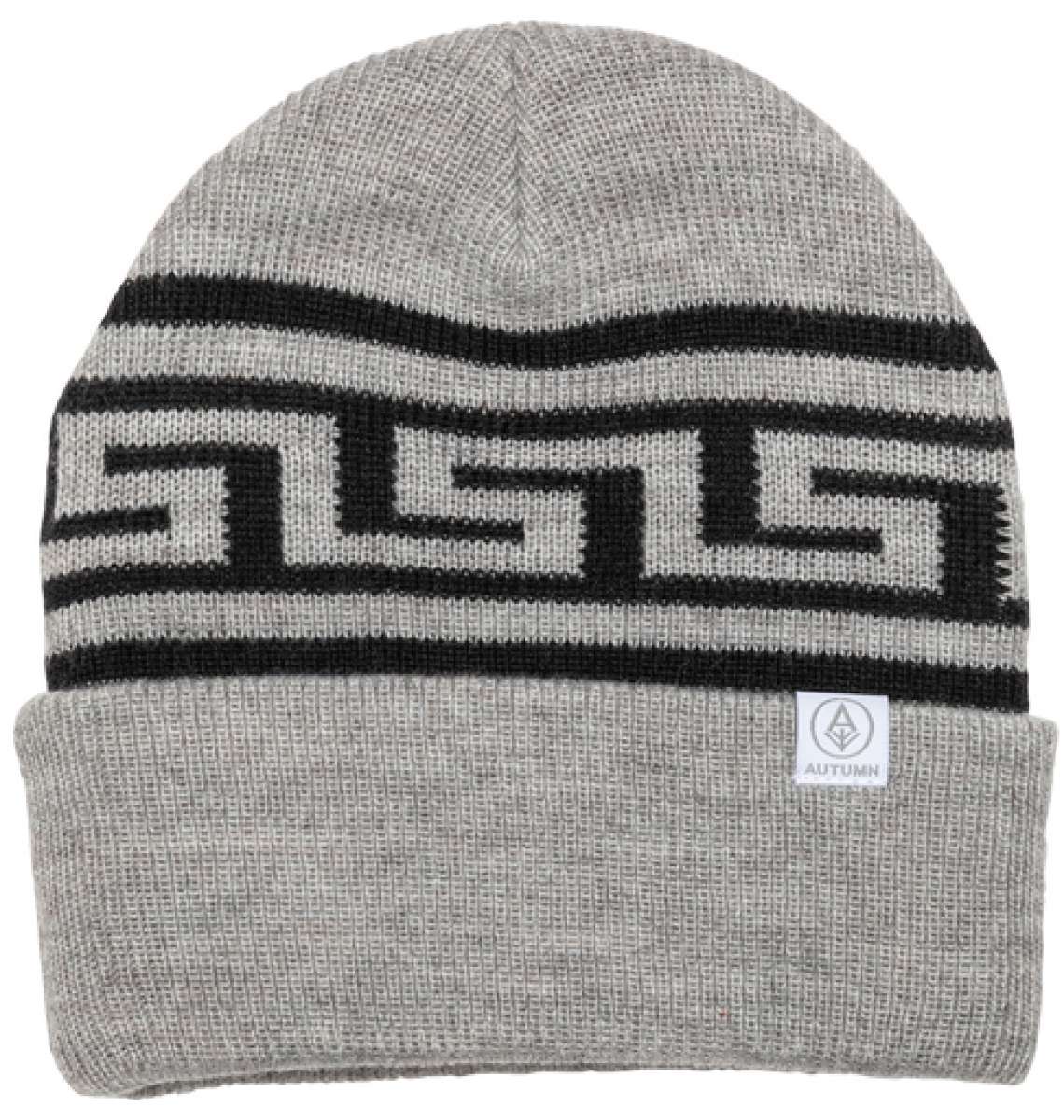 Autumn Sustainable Surplus R Beanie 2023 - A light gray beanie with a black geometric pattern on the front band.