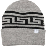 Autumn Sustainable Surplus R Beanie 2023 - A light gray beanie with a black geometric pattern on the front band.