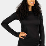 BlackStrap Cloudchaser Crew Top Baselayer 2024 - A black crew-neck top with a small white logo on the left chest area.