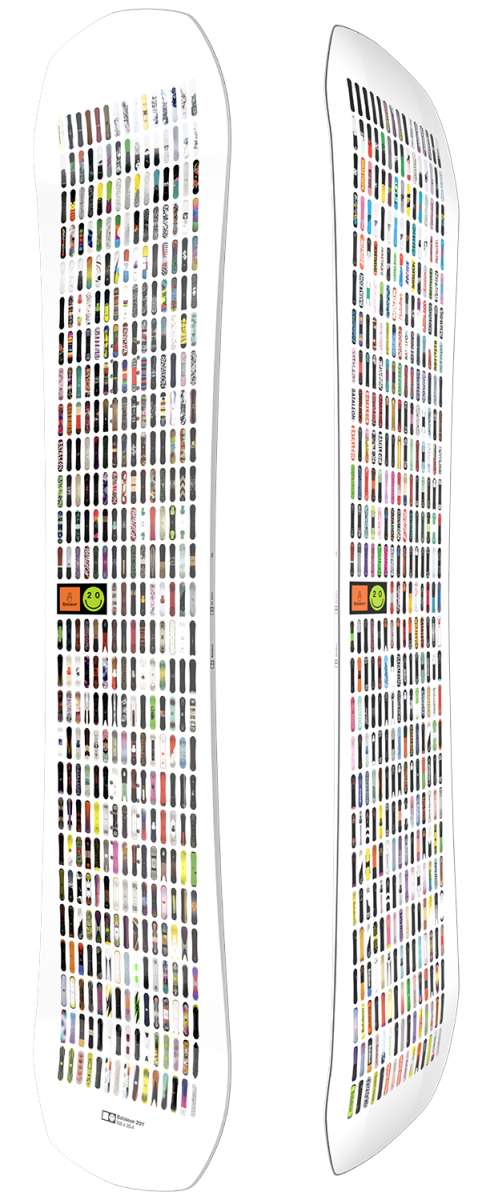 Bataleon 20Y Snowboard 2024 - White snowboard with black and red logo on top left corner of board.