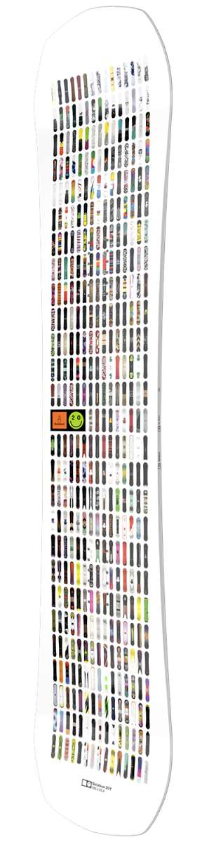 Bataleon 20Y Snowboard 2024 - White snowboard with black and red graphics on top sheet.