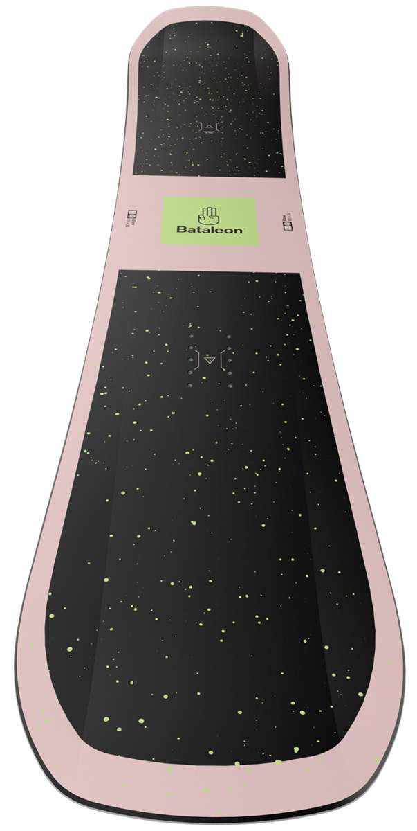 Bataleon Blow Snowboard 2024 - A black snowboard with yellow speckles and a light pink border.