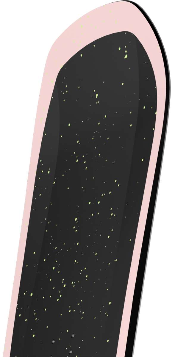 Bataleon Blow Snowboard 2024 - Black snowboard with yellow speckles and a pink border around the edges.
