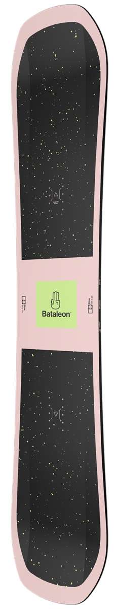 Bataleon Blow Snowboard 2024 - A black snowboard with yellow flecks and a pink border.