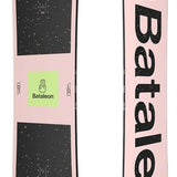 Bataleon - A black snowboard with a green logo on top of it.
