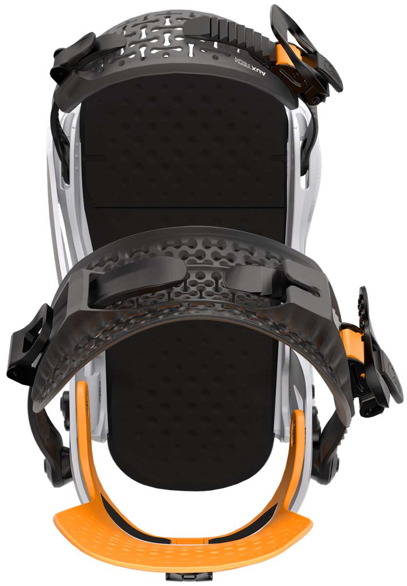 Bataleon Chaos Snowboard Bindings 2024 - A black and gray snowboard binding with a textured pattern on top of the strap.
