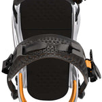 Bataleon Chaos Snowboard Bindings 2024 - A black and gray snowboard binding with a textured pattern on top of the strap.
