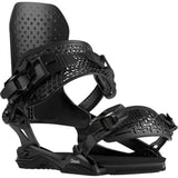 Bataleon Chaos Snowboard Bindings 2024 - Black bindings with a textured strap and a patterned plastic piece on top of the footbed.
