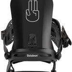 Bataleon Chaos Snowboard Bindings 2024 - A black snowboard binding with a white logo of a hand making a "stop" gesture on top.