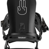 Bataleon Chaos Snowboard Bindings 2024 - A black snowboard binding with a white logo of a hand making a "stop" gesture on top.