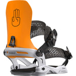 Bataleon Chaos Snowboard Bindings 2024 - A pair of snowboard bindings with a predominantly black base and silver buckles.