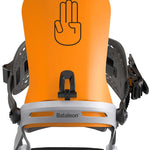Bataleon Chaos Snowboard Bindings 2024 - A pair of black bindings with a silver buckle and strap on a white background.