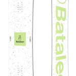 Bataleon Chaser Snowboard 2024 - White snowboard with black speckles and a green logo on top.