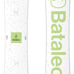 Bataleon Chaser Snowboard 2024 - White snowboard with black speckles and a green logo on top.
