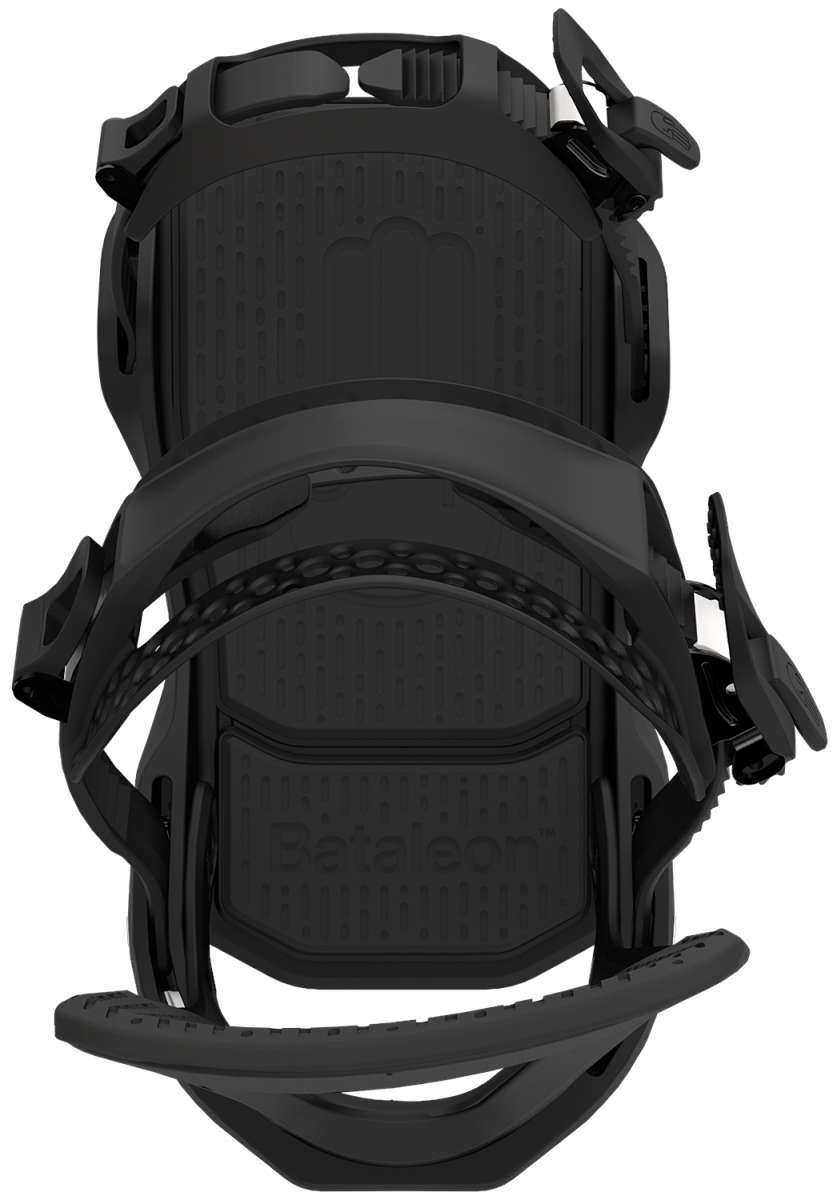 Bataleon E-Stroyer Snowboard Bindings 2024 - Black bindings with a textured pattern on the straps and buckles.
