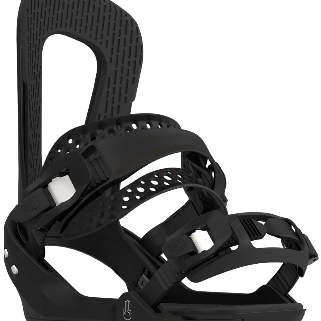 Bataleon E-Stroyer Snowboard Bindings 2024 - A black snowboard binding with a textured strap and silver screws.