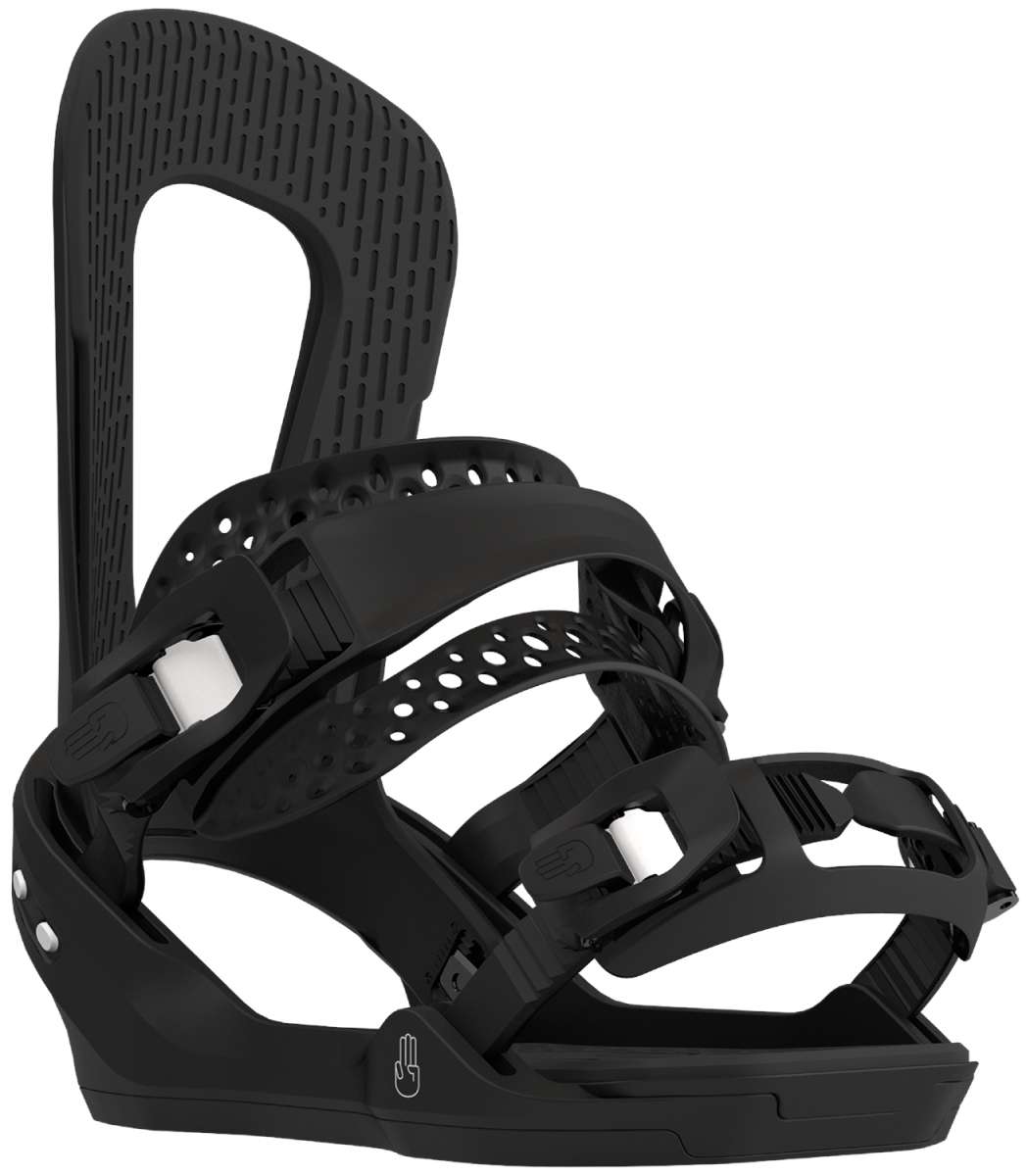 Bataleon E-Stroyer Snowboard Bindings 2024 - A black snowboard binding with a textured strap and silver screws.