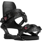 Bataleon Women's Donna Snowboard Bindings 2024 - Black bindings with a textured strap and red buckles.