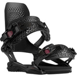 Bataleon Women's Donna Snowboard Bindings 2024 - Black bindings with a textured strap and red buckles.