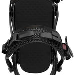 Bataleon Women's Donna Snowboard Bindings 2024 - A black snowboard binding with a white logo on top and red accents on the straps.
